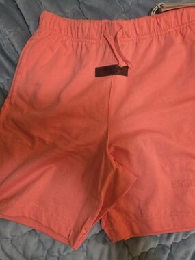 Fear Of God Kids ESSENTIALS Coral Pink Drawstring Jersey Shorts S/s '24